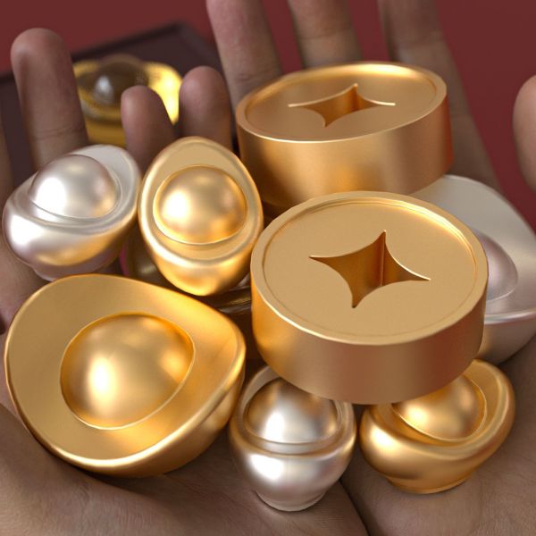 Spring Festival Celebration Silicone Mold DIY Four Grid Jubao Zhaocai Yuanbao Ping An Copper Coin Buckle Dropping Mold