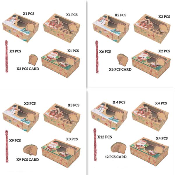 boîte 22*15*7cm à sucrerie de cadeau de fenêtre ouverte de PVC de Noël de papier de 250g emballage