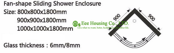 Fan-shape Arc Hinge Compact Shower Cabin Door,anti-dropping design roller Aluminum frame fan-shape slding shower door