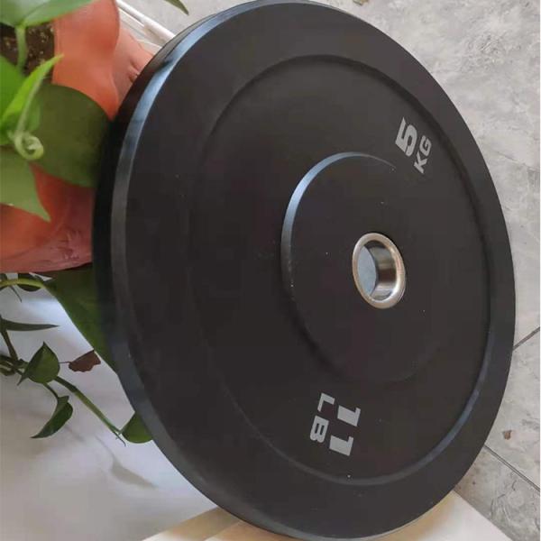 Cross Fitness Black Exercise Free Weight Weightlifting Rubber Bumper Plate