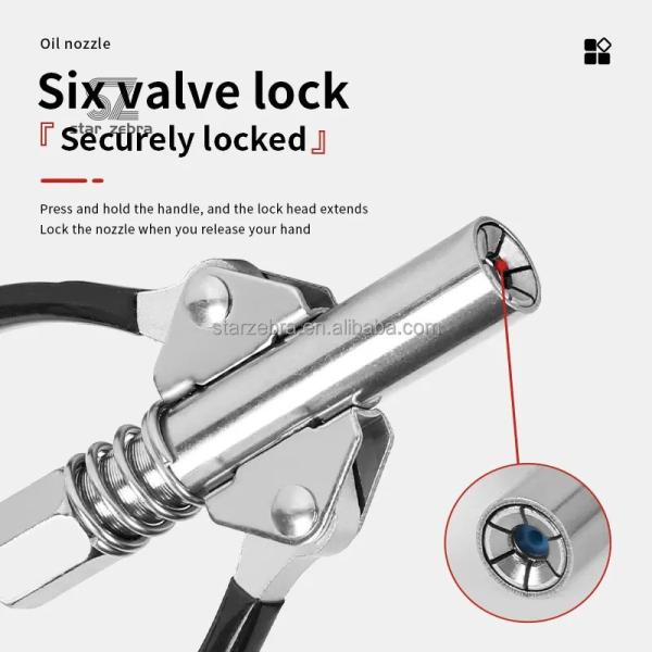 Lubriion Tool Cavitt 10000psi High Pressure Grease Gun Coupler 90*15mm Double Handle Nozzle Nipple