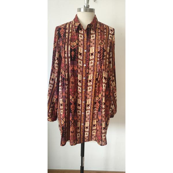 Жаккард 100% вискоза блузок сплел рубашку женщин