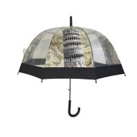 A abóbada dá forma ao guarda-chuva claro do ponto de entrada com impressão do cenário