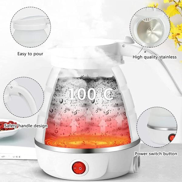 Caldeira elétrica dobrável de viagem, Caldeira portátil dobrável para ferver água rápida chá café, com 1 dobrável