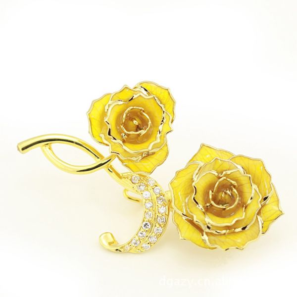 Factory Wholesale Gold Plated Rose Brooch Gold Dipped Brooches for Women Gifts Wedding Gift