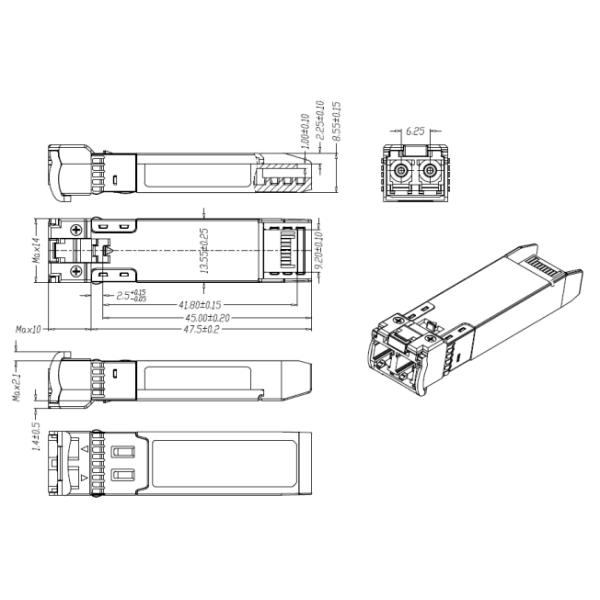 Модуль приемопередатчика волокна 10GBASE EZR 100km 1550nm HPE совместимый для SFP-10G-ZR100