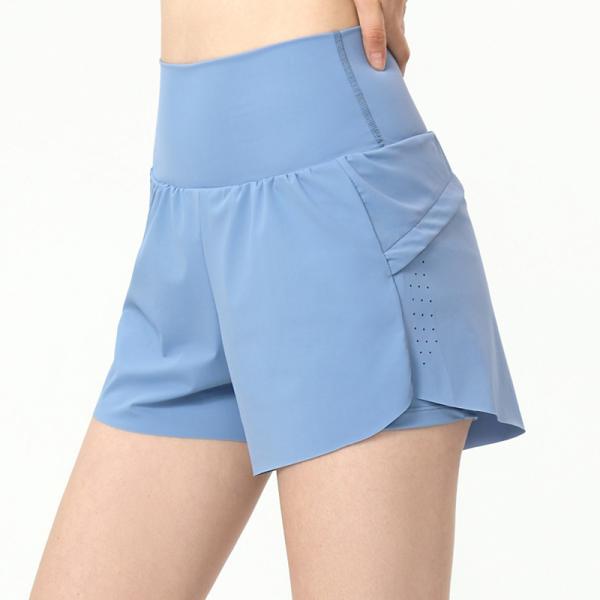 Фабрика OEM Производитель Пользовательский логотип Высокая талия Эластичная талия Быстросохнущая фитнес-шорты с защитой от опустошения