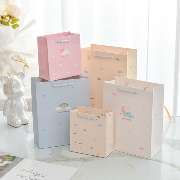 Good Luck Gift Bags Pastel Student Party Favors Twine Handle Carriers Birthday Celebration Paper Bags