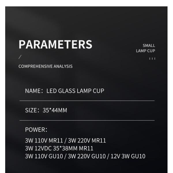 MR11 GU11 Mini LED Glass Lamp Cup 12V 110V 220V 35MM 3W COB
