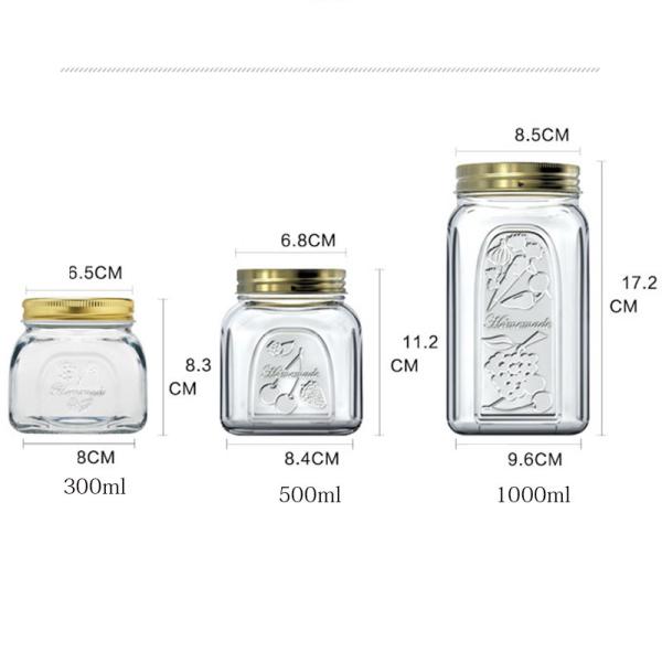 do frasco de vidro da salmoura do produto comestível de 500ml 1000ml altura amigável de Eco 17.2cm