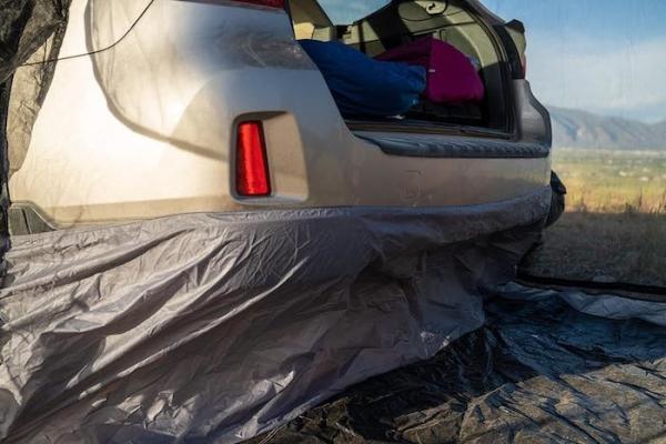 183*183*213CM preto impermeável revestido de poliéster auto tenda de acampamento abrigo de carro compacto fácil de configurar para 2-4 pessoas
