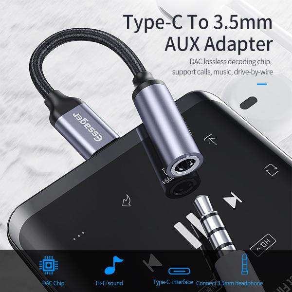 Essager USB Type C To 3.5mm Jack Aux Audio Headphone Adapter