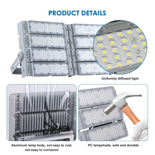 Outdoor Stadium Lighting Ip65 Waterproof 50w 100w 150w 200w 250w 300w 400w 500w 600w Led Module Flood Light