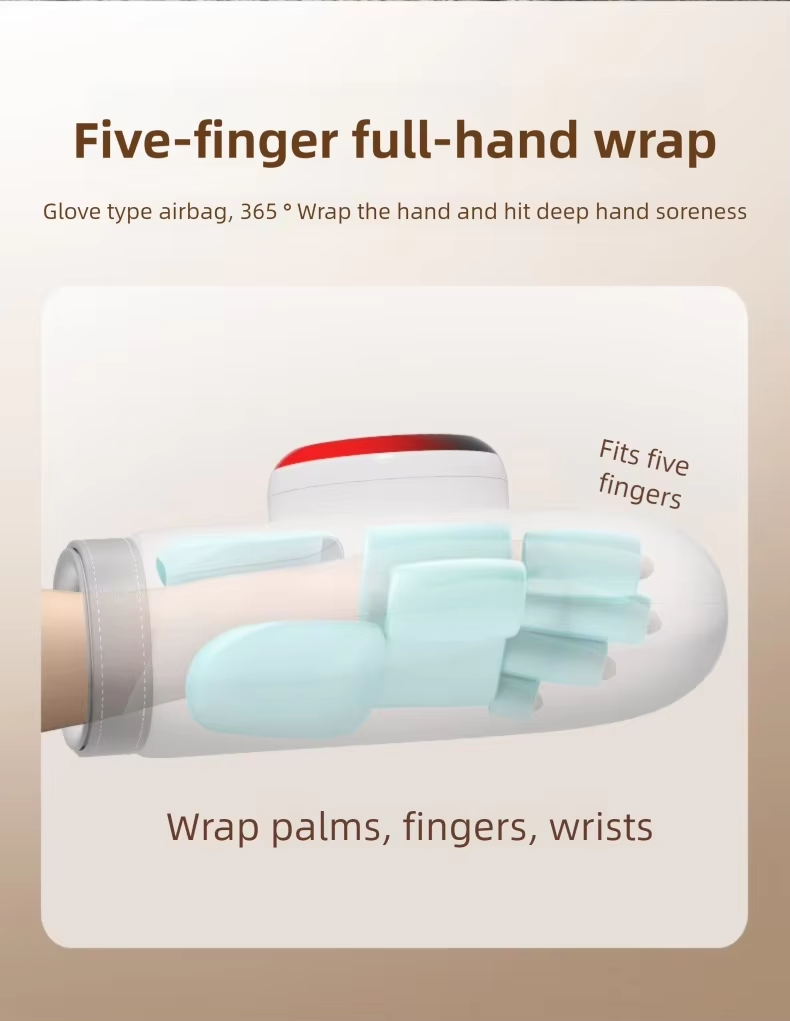 Smart Cordless Hand Massager with 5-Level Air Compression and 3-Mode Heating Therapy for Finger Joint Relief