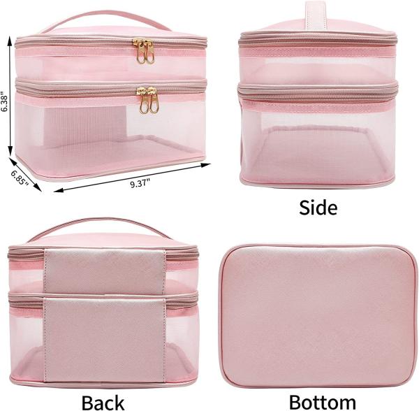 Nylon Mesh Luxury Custom Cosmetic Bag Double Layer Accept Custom Logo