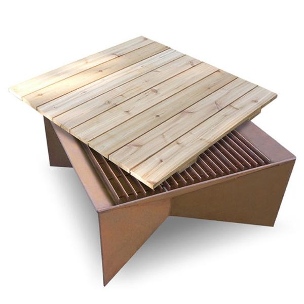 Wood Burning Corten Steel Metal Garden Fire Pit & BBQ