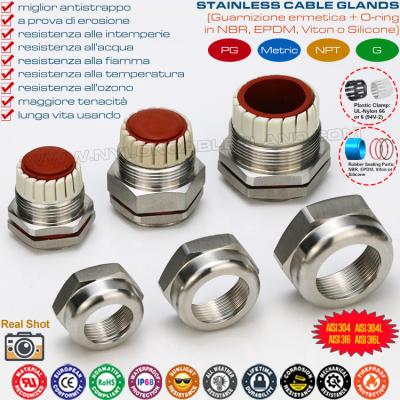 Presse-étoupes (connecteurs de câbles) métriques étanches IP68 en acier inoxydable 304/316/316L avec joints silicone