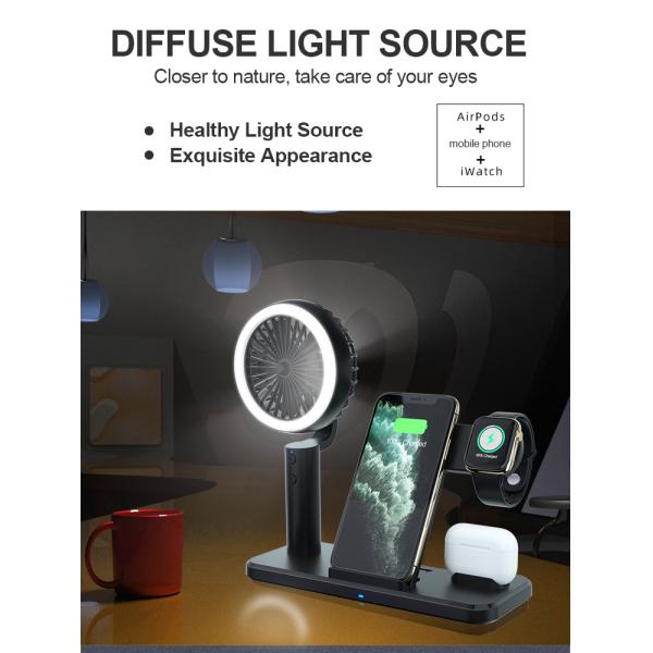 15w Fast Wireless Charger with Cooling Fan and Adjustable Phone Dock in PC Fireproof Material