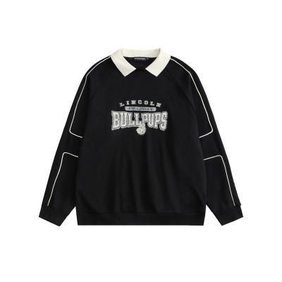 Lightweight Pullover Plain Crew Neck Sweatshirt Black White Casual Oversized Hoodie