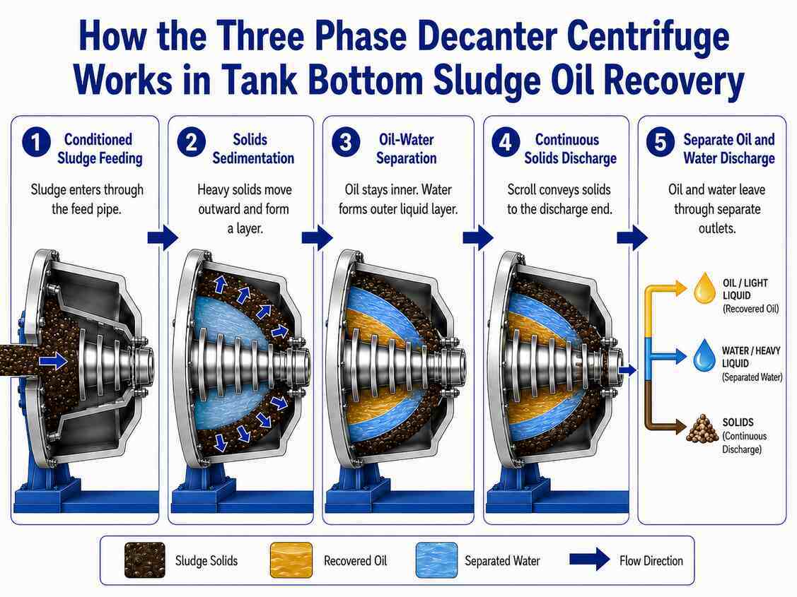 Three Phase Decanter Centrifuge for Tank Bottom Sludge Oil Recovery