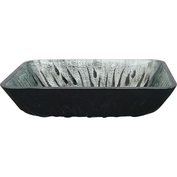 Gray Rectangular Vessel Sink Hot Melt Hand Drawing Tempered Glass Vanity Sink