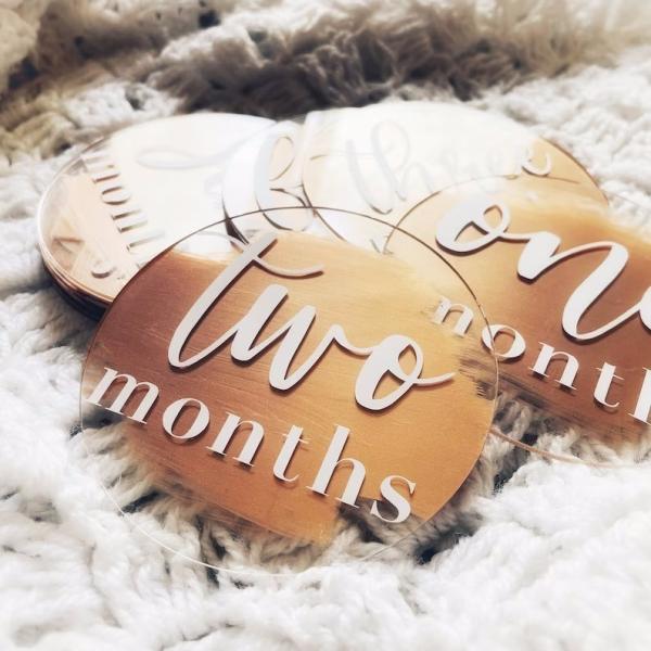 Acrylic Carved Wooden Milestone Discs Gift Pregnancy Milestone Discs