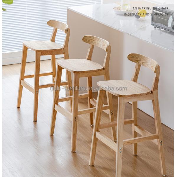 Vintage Style High Chair Bar Stool with Solid Wood Material  LL-C34