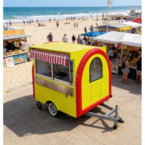 Round Shape Stainless Steel Outdoor Mobile Kitchen Trailer Fast Food Street Coffee Shop Catering Service
