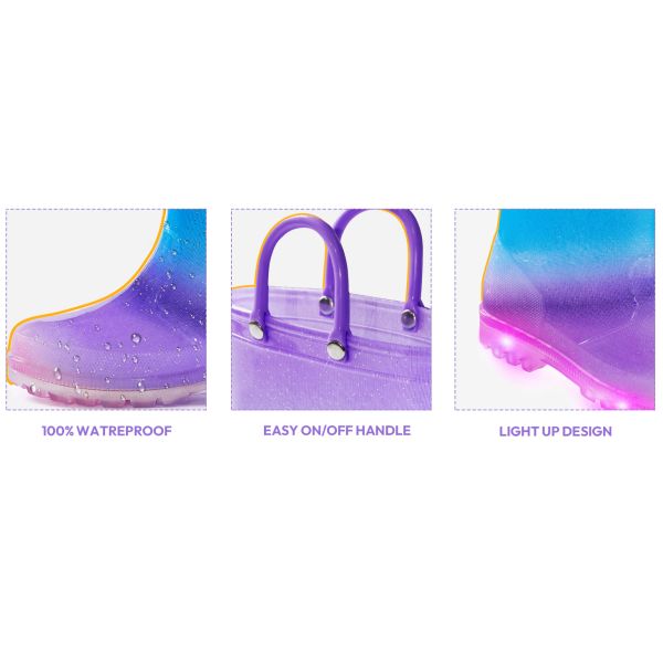 Les enfants de 3 à 10 ans allument des bottes de pluie certifiées CE pour les activités de plein air