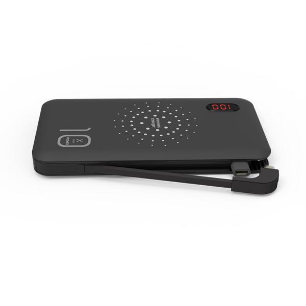 Smart Wireless Power Bank With Built-in 3-IN-1 Cable 10000mAh LED Screen OEM Mobile External Battery Charger Powerbank