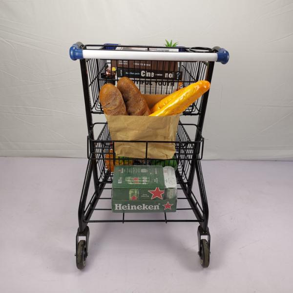 Легковес вагонетки покупок металла электрофореза 80L с 3 корзинами 4