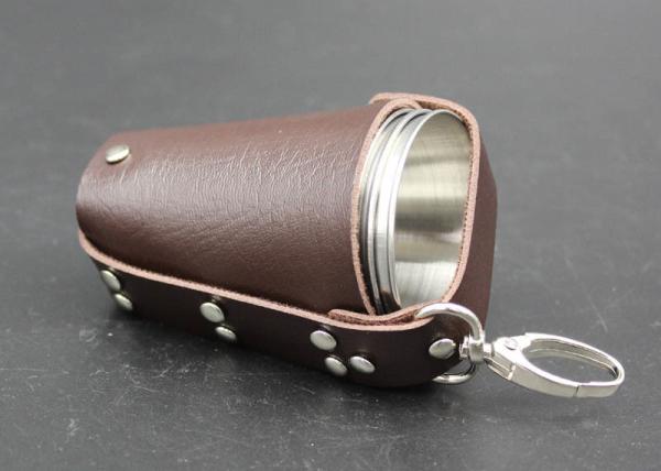High Grade Metal Wine Cup Pu Skin Pat For Men European Style Logo Printable