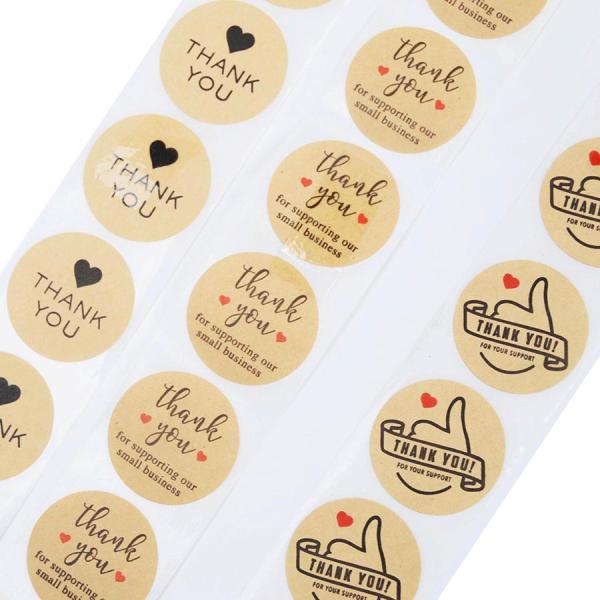 Self Adhesive Circle Thank You Stickers Label With Lamination Finish Custom Logo