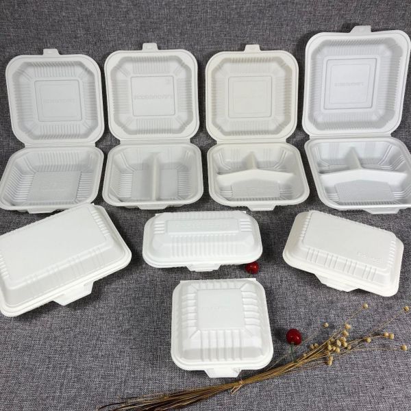 Biodegradable Clamshell Corn Starch Food Container Takeaway Plastic Lunch Box