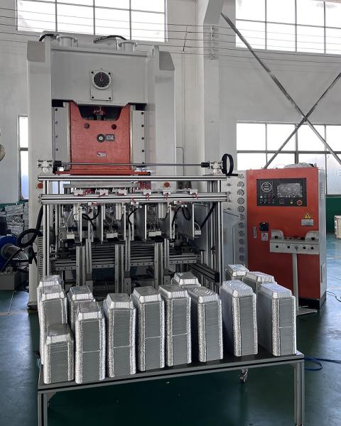 Fully Automatic 12000 Pcs/hour Capacity Aluninum Foil Container Production Line With Long Life