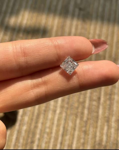 1.09ct Princess Cut Pave Lab Grown CVD IGI Certified Diamond 18K White Gold Ring with Main Diamond Weight of 1.09ct