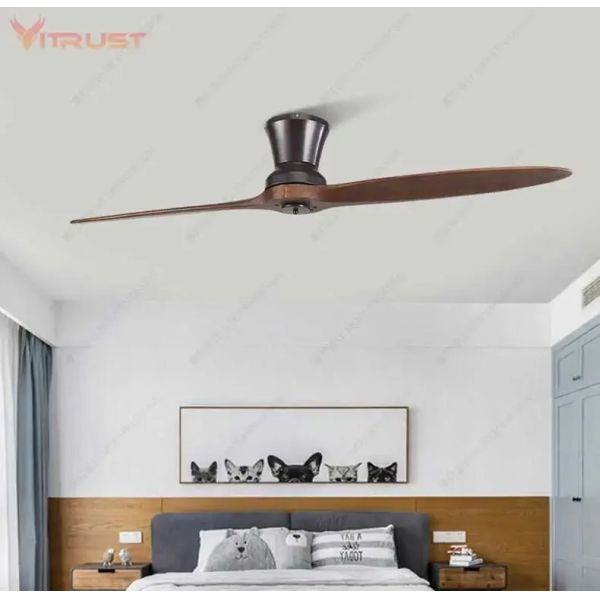 Dimmable ceiling fan with LED Light 60 inch Indoor wood Two-Blade Ceiling Fan light(WH-VLL-40)