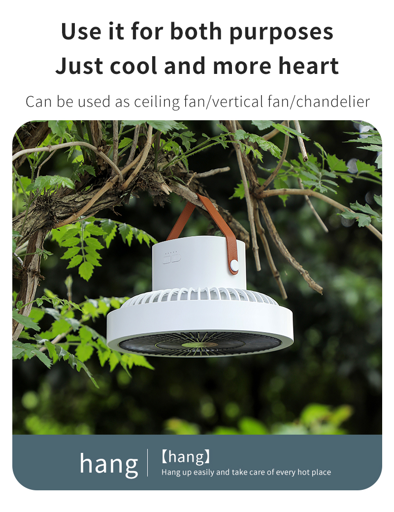 Desktop Fan Outdoor Essential Desktop Fan 10000mAh Long Battery Life Rechargeable Camping Fan with Remote Control and Light