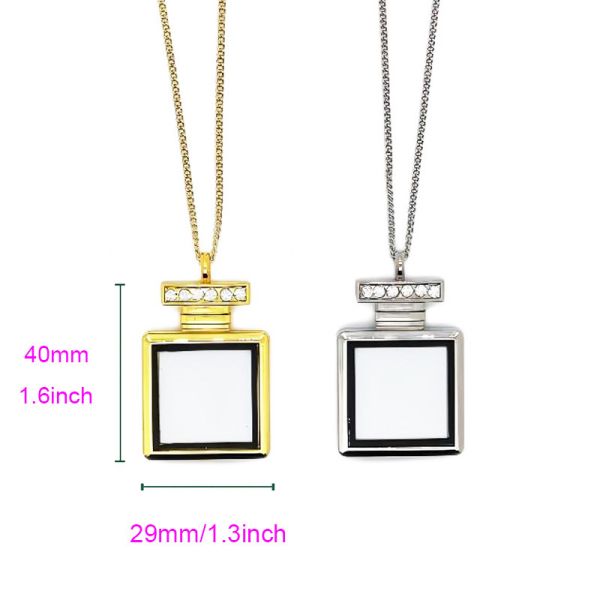 Creative Double Sided Printing Perfume Bottle Sublimation Necklace Blanks Gold And Silver Color