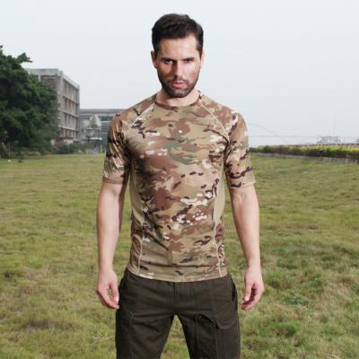 Men Camouflage Tactical Combat Shirt Short Sleeved Quick Dry Elastic For Outdoor Sports