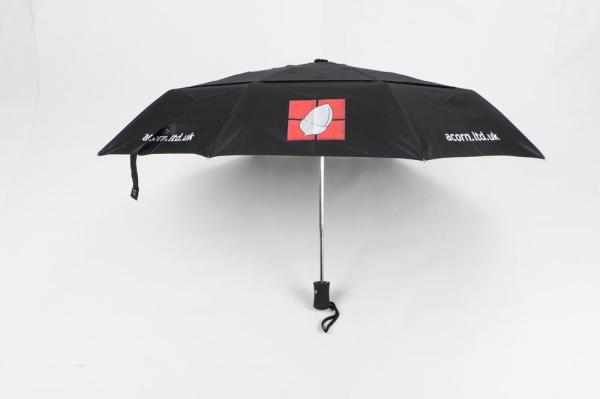 Black Automatic Open Close Umbrella Silk Screen Print Black Coating Durable