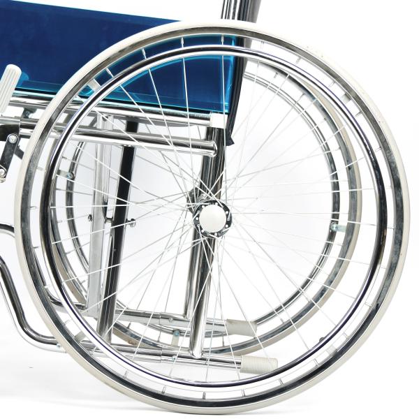 Chormed Steel Frame Standard Folding Steel Wheelchair 24 Inch Rear Wheels