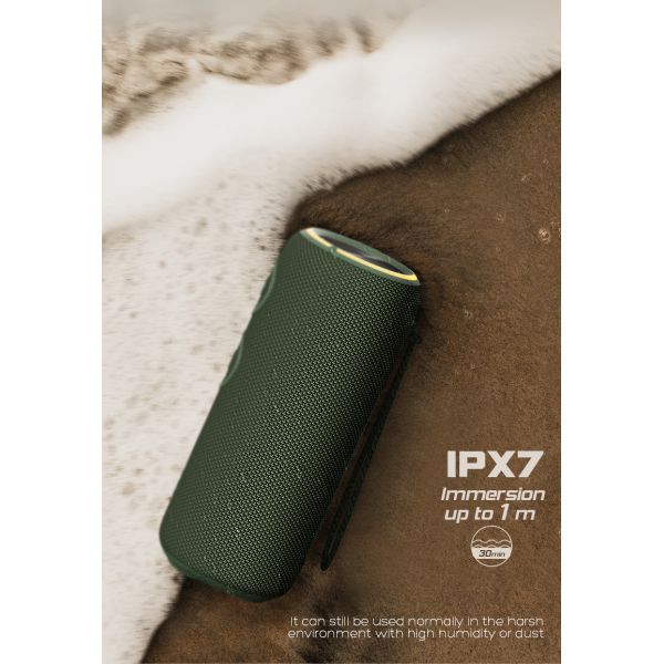 30W Output IPX7 Waterproof Wireless Fabric Speaker with 11 Hours Playtime and Bluetooth Connectivity