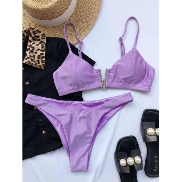 Bikini Push Up Swimsuit Stitching Transparent Split Sexy Swimming Suit For Ladies purple and other colour  cool bikini