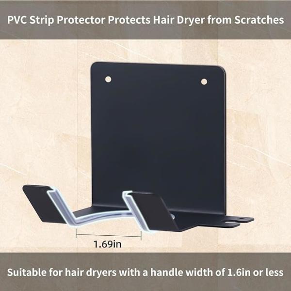Upgrade Stainless Blow Dryer Holder Fabric Type Hair Dryer Hook Wall Mounted Organizer