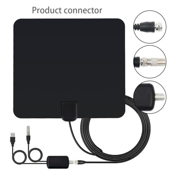 HD UHF Digital TV Antenna with Booster Amplifier and Connect Type F Male/IEC Male