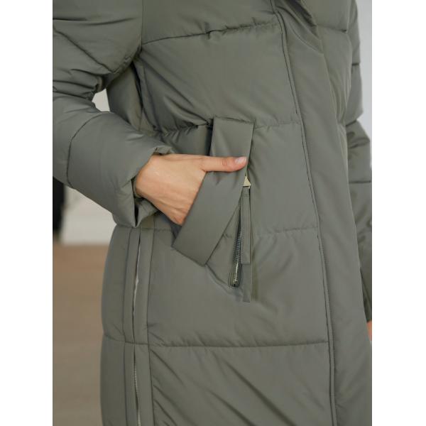 Moderate Womens Knee Length Puffer Coat Green Gray Knee Length Padded Coat