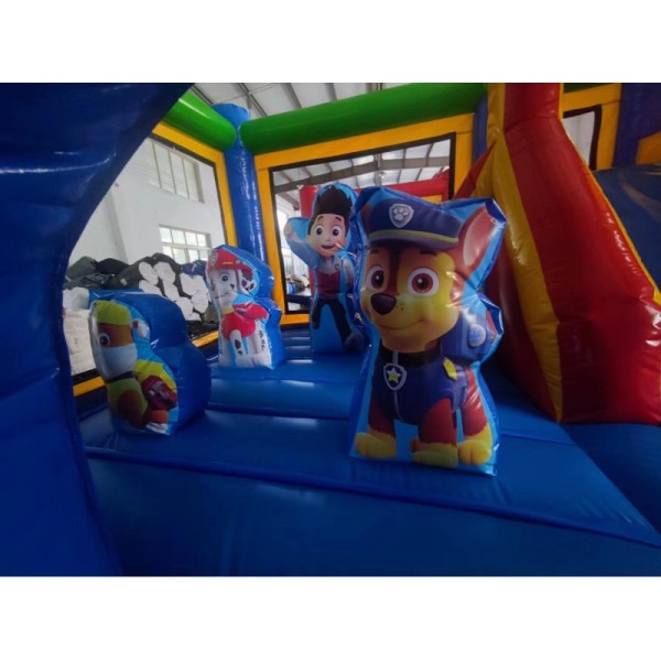 Cartoon Rescue Team Inflatable Bounce House and Slide Combo for Kids Events and Rentals