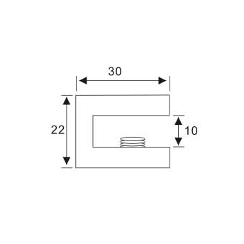 Fixed Glass Holder YS-031, Zinc Alloy,  for glass 8-10mm, finishing chrome or Satin