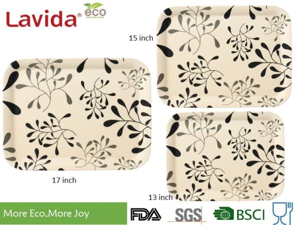 Tasteless Bamboo Fiber / Melamine Snack Tray Unbreakable Vintage Flower Style